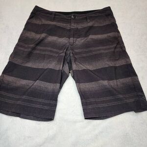 Volcom Hybrid Shorts 4-way stretch black gray striped men’s shorts 32 activewear